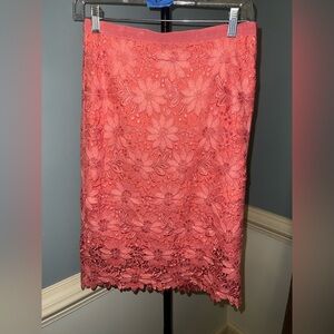 White‎ House Black Market Coral Lace Pencil Skirt